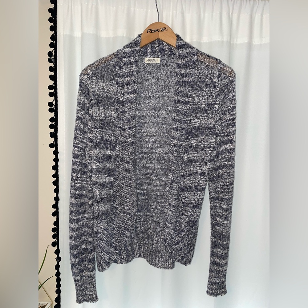 Ardene gray blue open front cardigan women’s S small soft sweater long sleeve